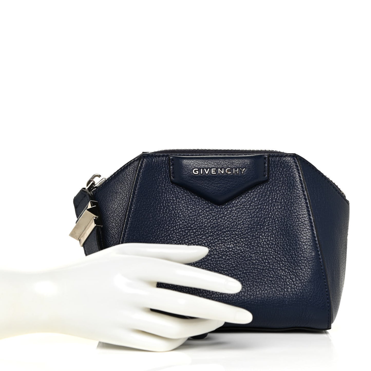 Sugar Goatskin Small Antigona Beauty Wristlet Navy