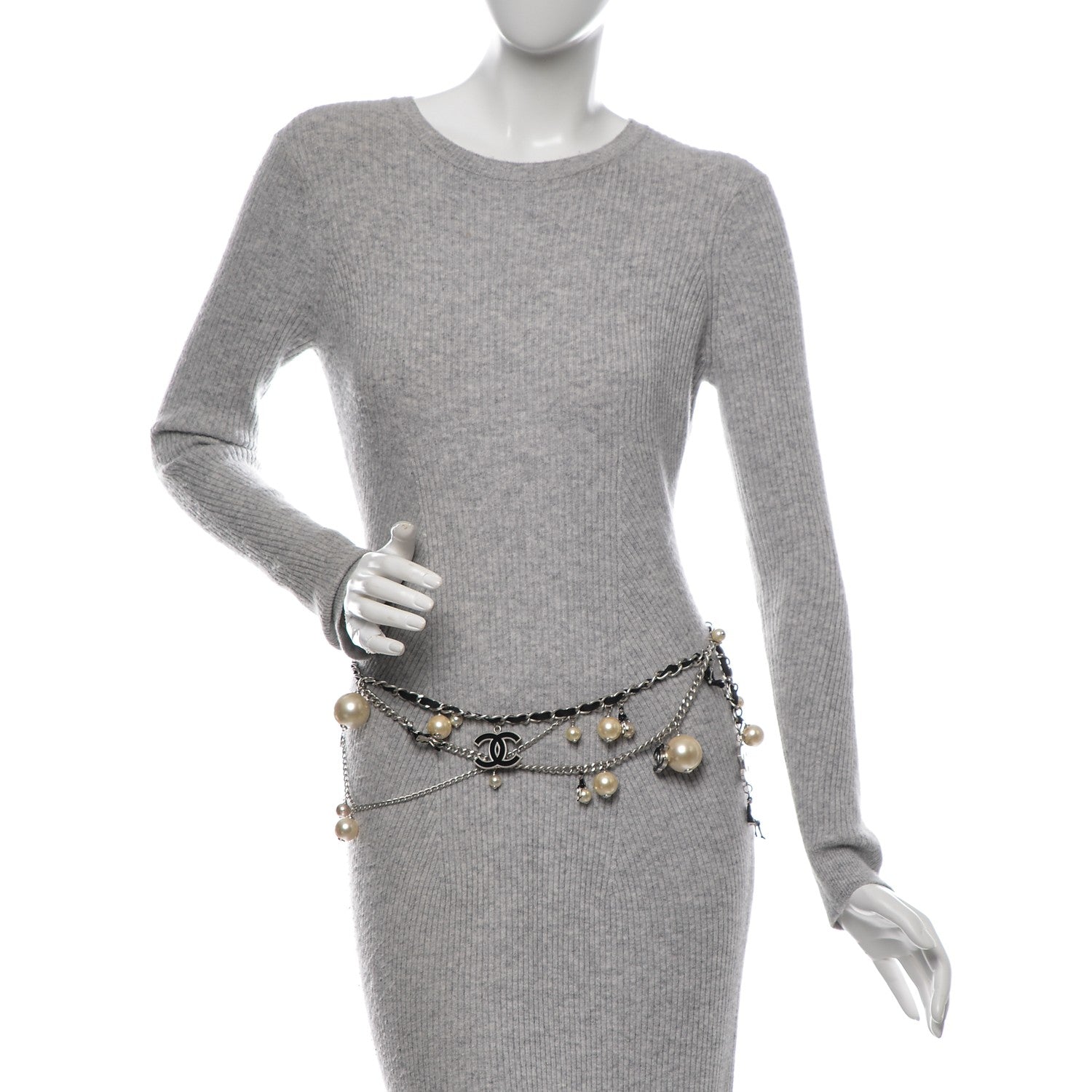 Chanel Pearl Enamel CC Chain Belt 80 Silver 2 of 5