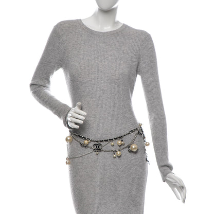 Chanel Pearl Enamel CC Chain Belt 80 Silver 2 of 5