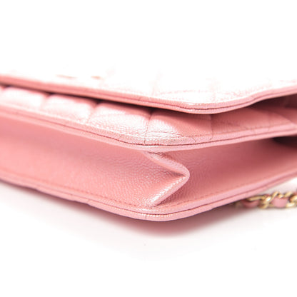 Chanel Iridescent Caviar Quilted Wallet on Chain WOC Rose Pink 9 of 11