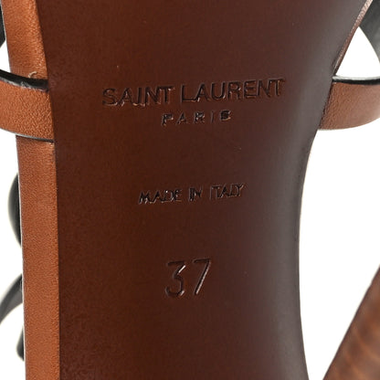 Saint Laurent Calfskin Cassandra 100 Sandals 37 Brown 6 of 7