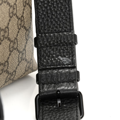 Gucci GG Supreme Monogram Calfskin Web Medium Flat Messenger Bag Beige Ebony Black 12 of 12