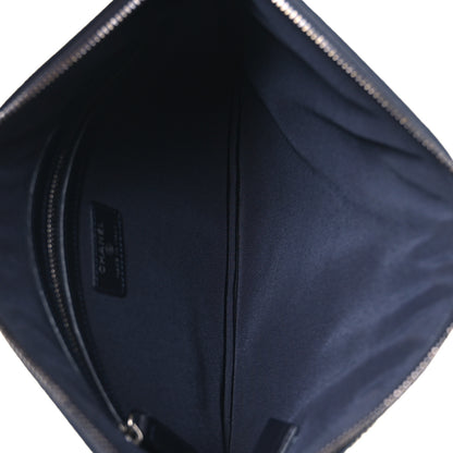 Chanel Canvas Studded CC Medium Cosmetic Pouch Navy 5 of 12