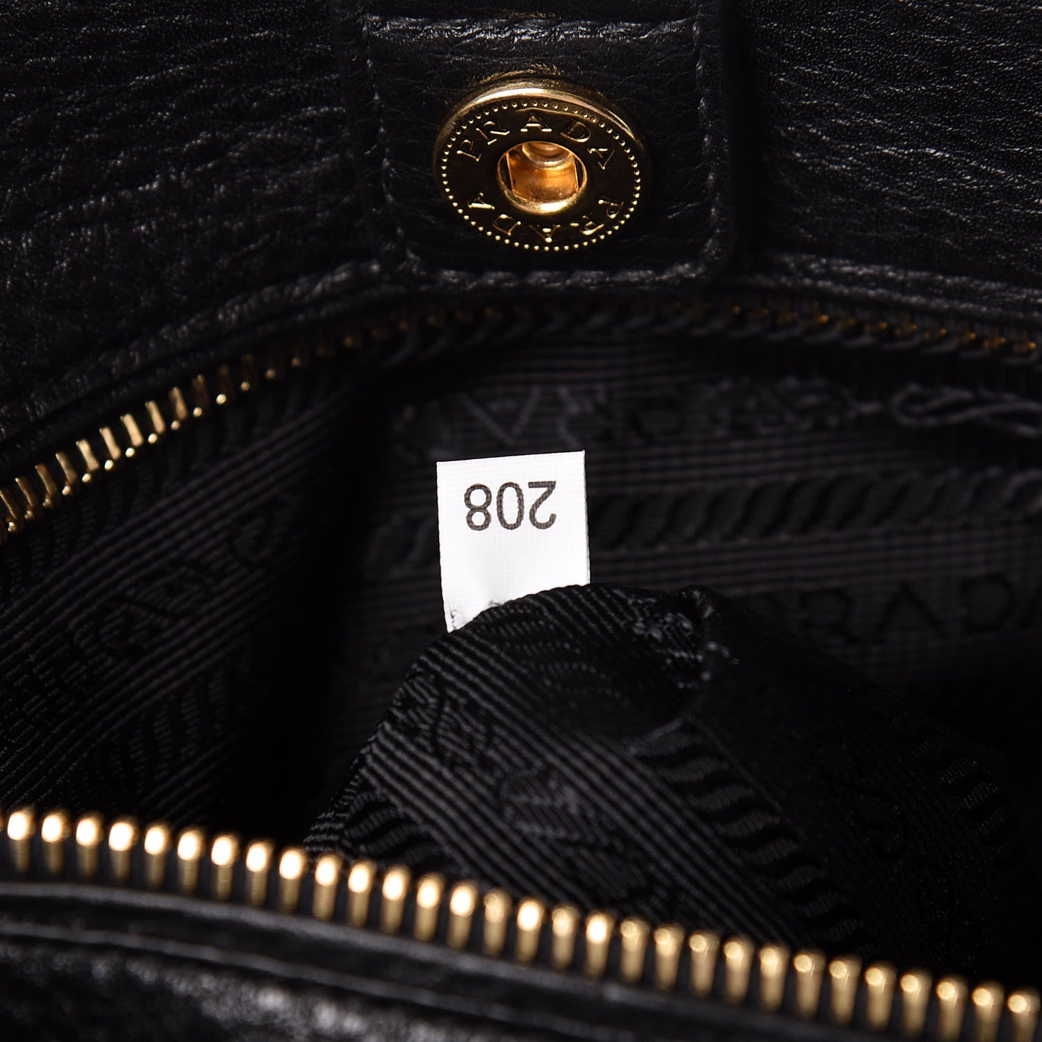 Prada Vitello Daino Side Pocket Tote Black 7 of 12