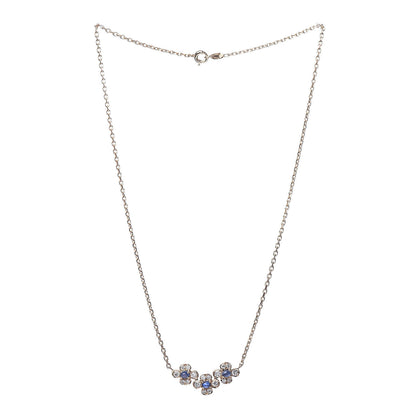 Van Cleef & Arpels 18K Yellow Gold Diamond Blue Sapphire Trefle Flower Pendant Necklace 4 of 8
