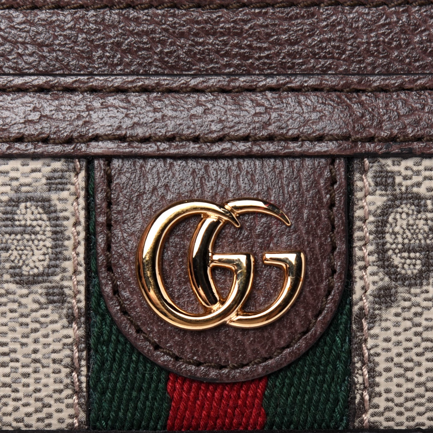 GG Supreme Monogram Ophidia Card Holder Brown