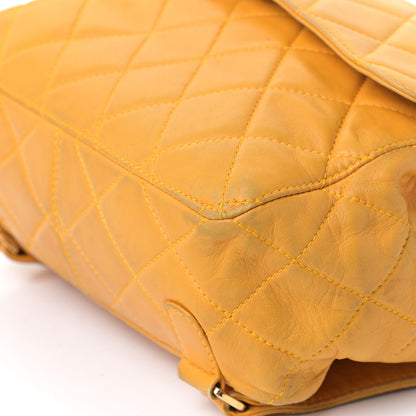 Chanel Lambskin Quilted Backpack Yellow 7 of 13