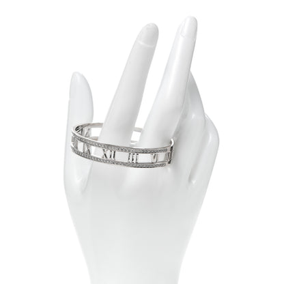 Tiffany 18K White Gold Diamond Atlas Open Hinged Bangle Bracelet 2 of 5