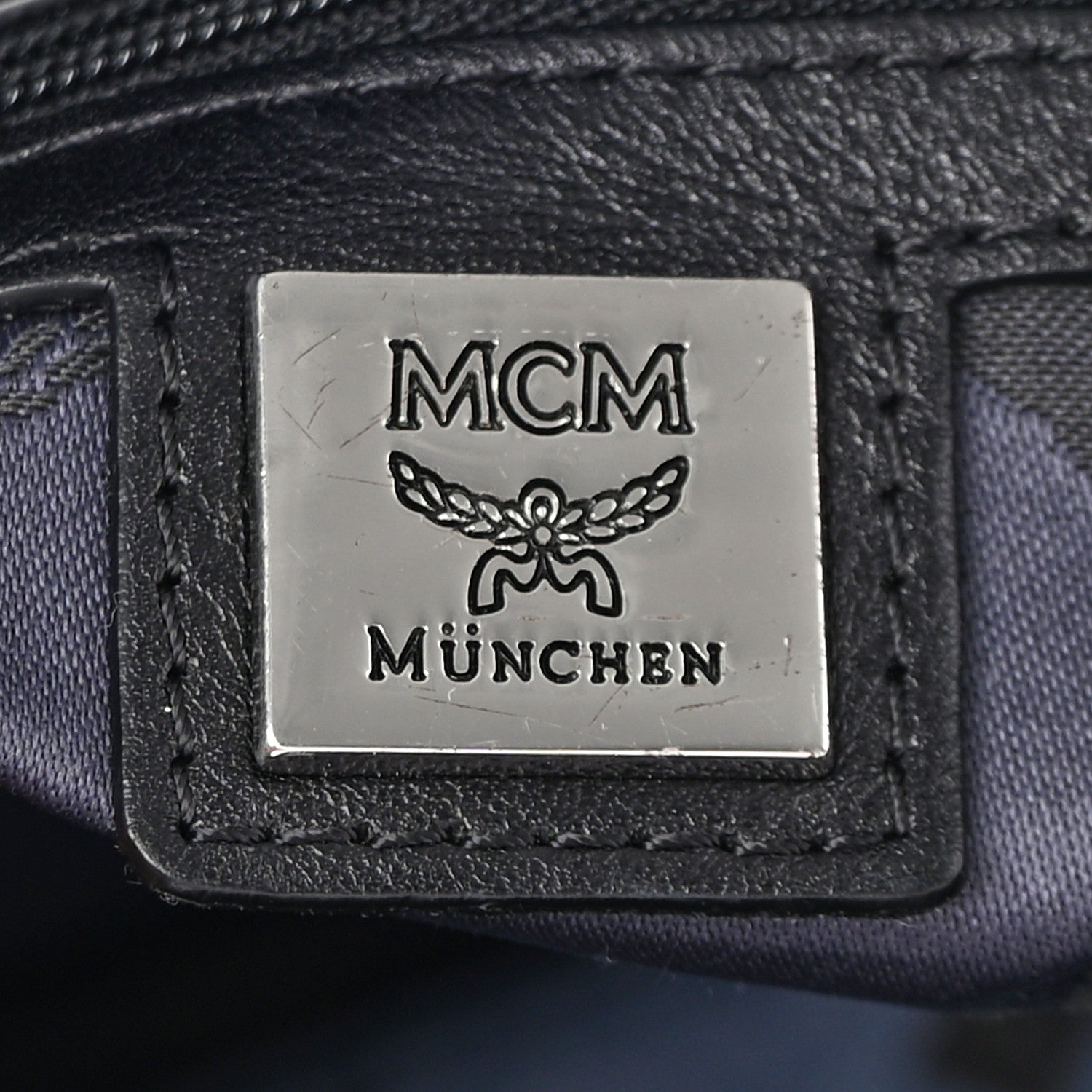 MCM Visetos Medium Traveler Weekender Duffle Bag Blue Black 5 of 9