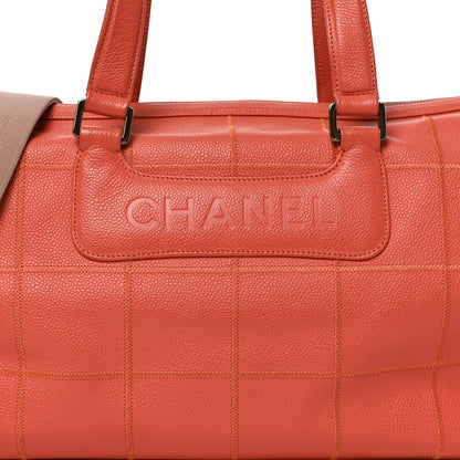 Chanel Caviar Square Stitched Large Tote Orange 8 of 10