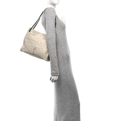 Saint Laurent Crinkled Calfskin Matelasse Monogram Medium Niki Shopper Tote Crema Soft 2 of 10