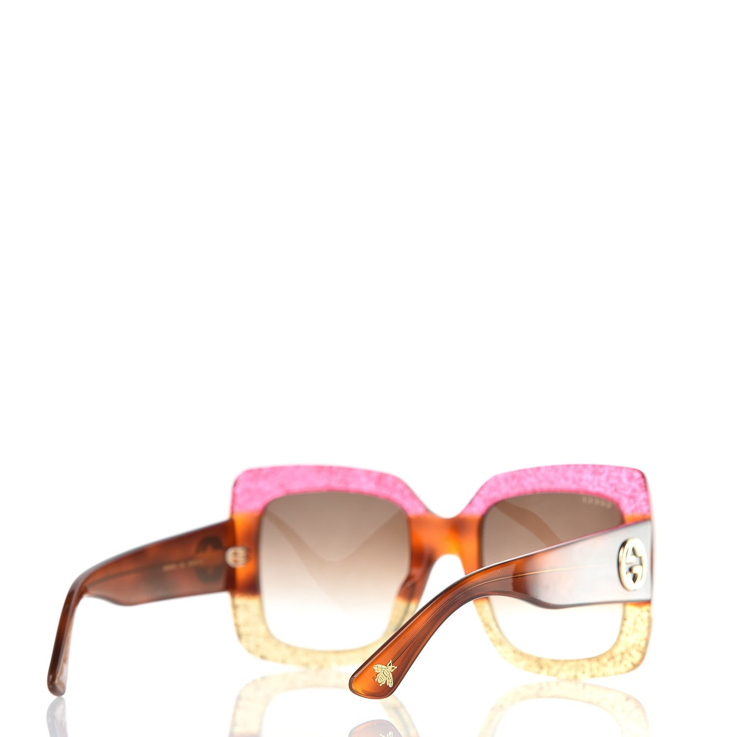 Gucci Square Frame GG0083S Sunglasses Glitter Pink Multi 4 of 7