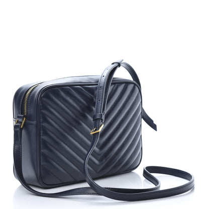 Saint Laurent Calfskin Matelasse Monogram Lou Camera Bag Navy 3 of 12