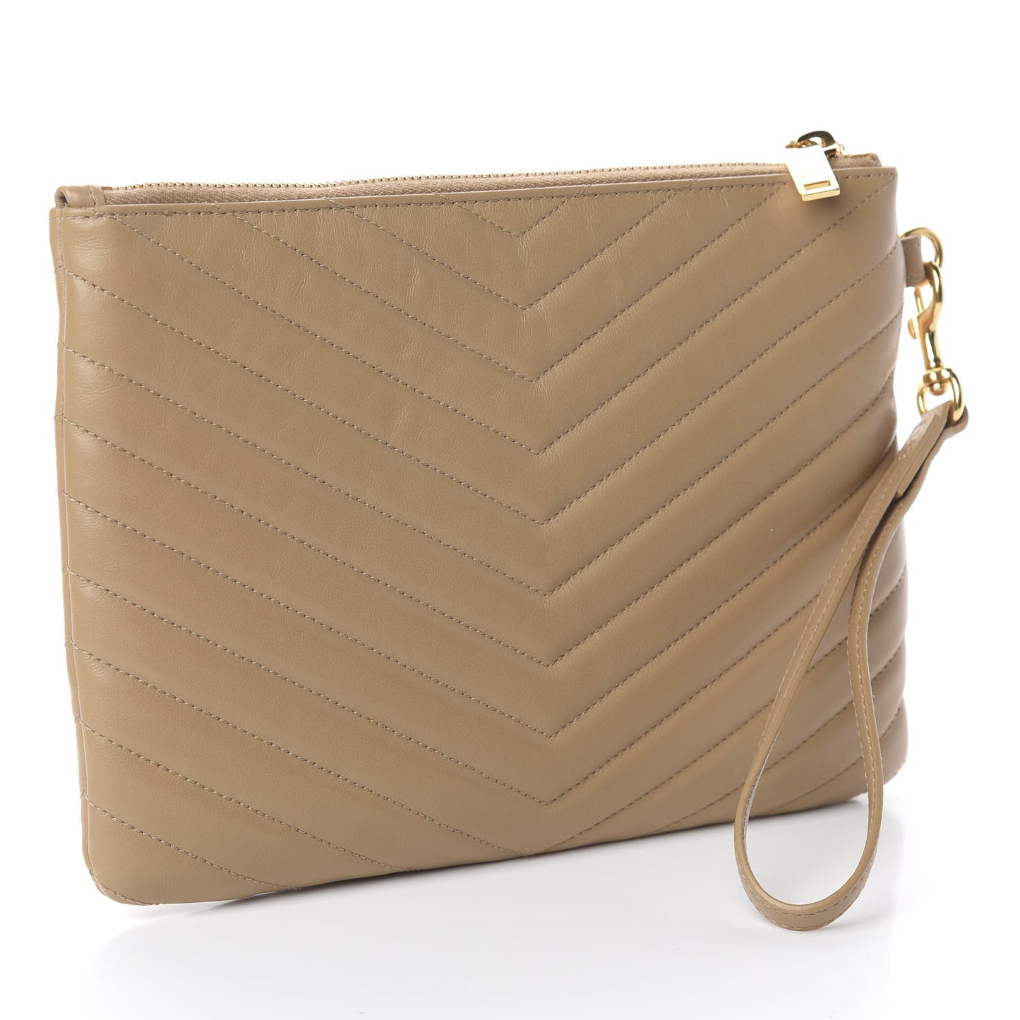 Calfskin Matelasse Chevron Monogram A5 Wristlet Cork