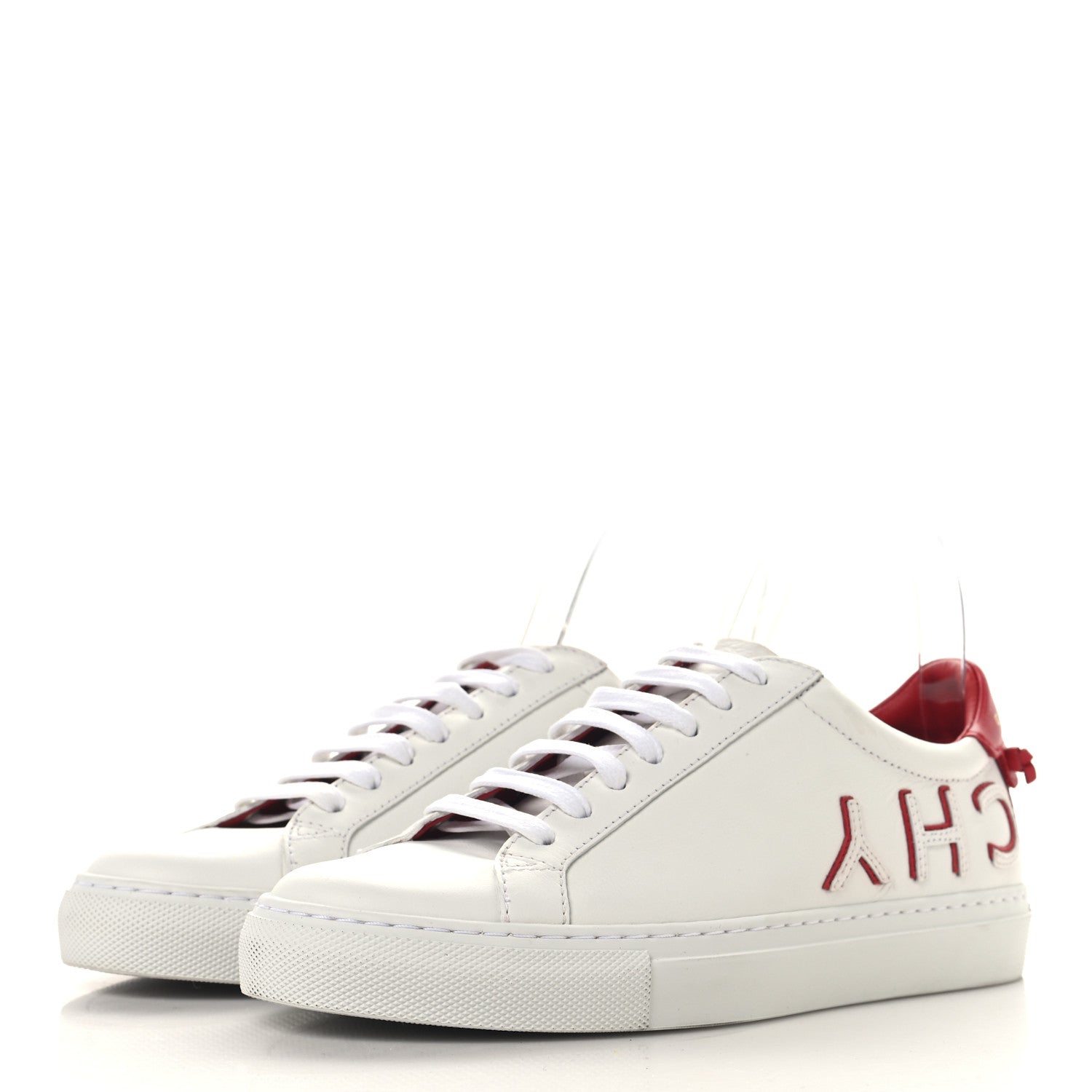 Givenchy Calfskin Reverse Logo Womens Urban Street Sneakers 37.5 White Red 4 of 10