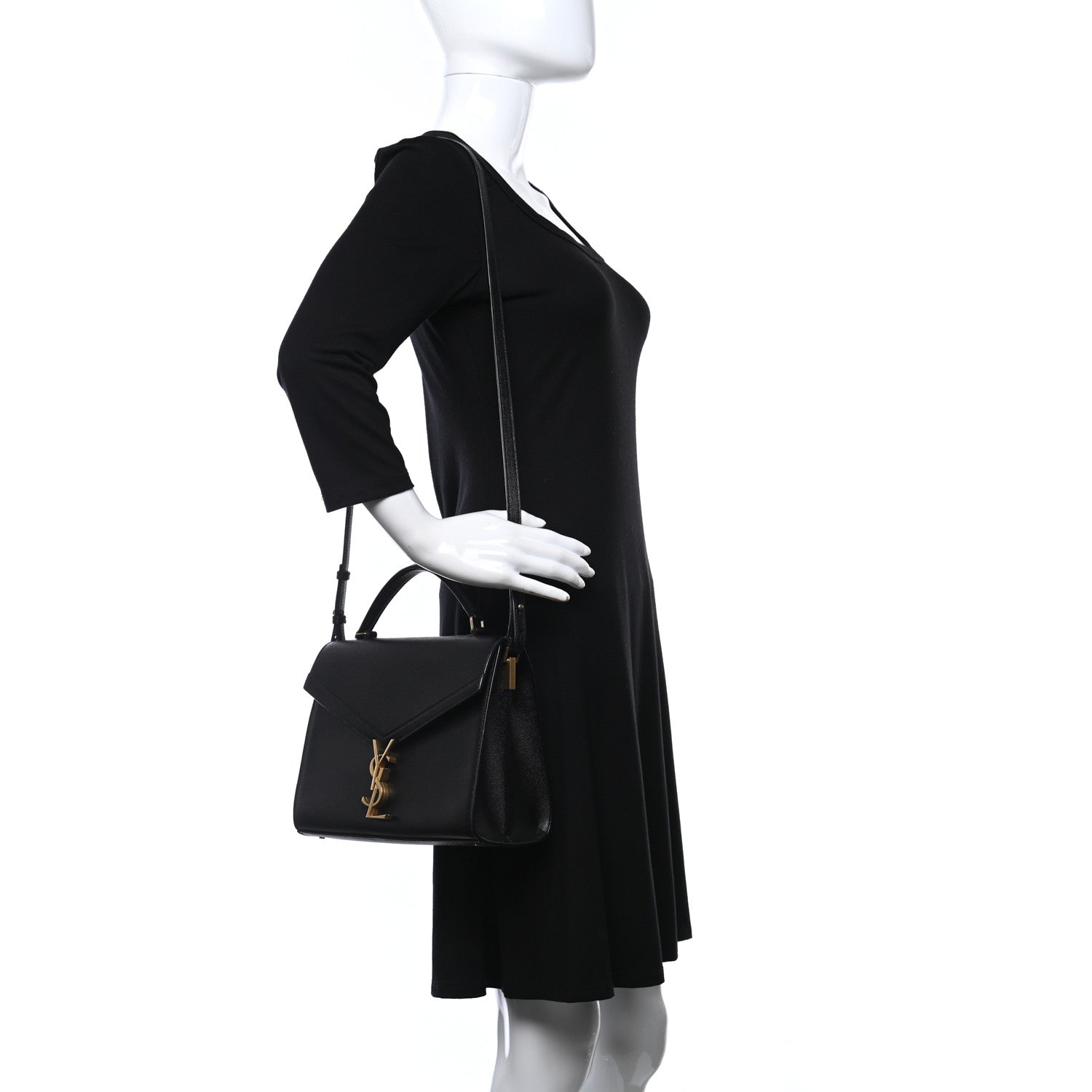 Saint Laurent Grain de Poudre Medium Classic Monogram Cassandra Top Handle Black 2 of 9