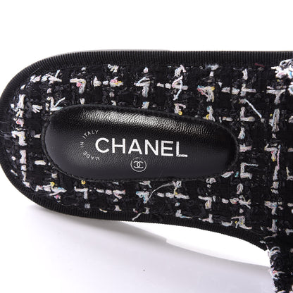 Chanel Tweed CC Flat Mules S Black 7 of 10