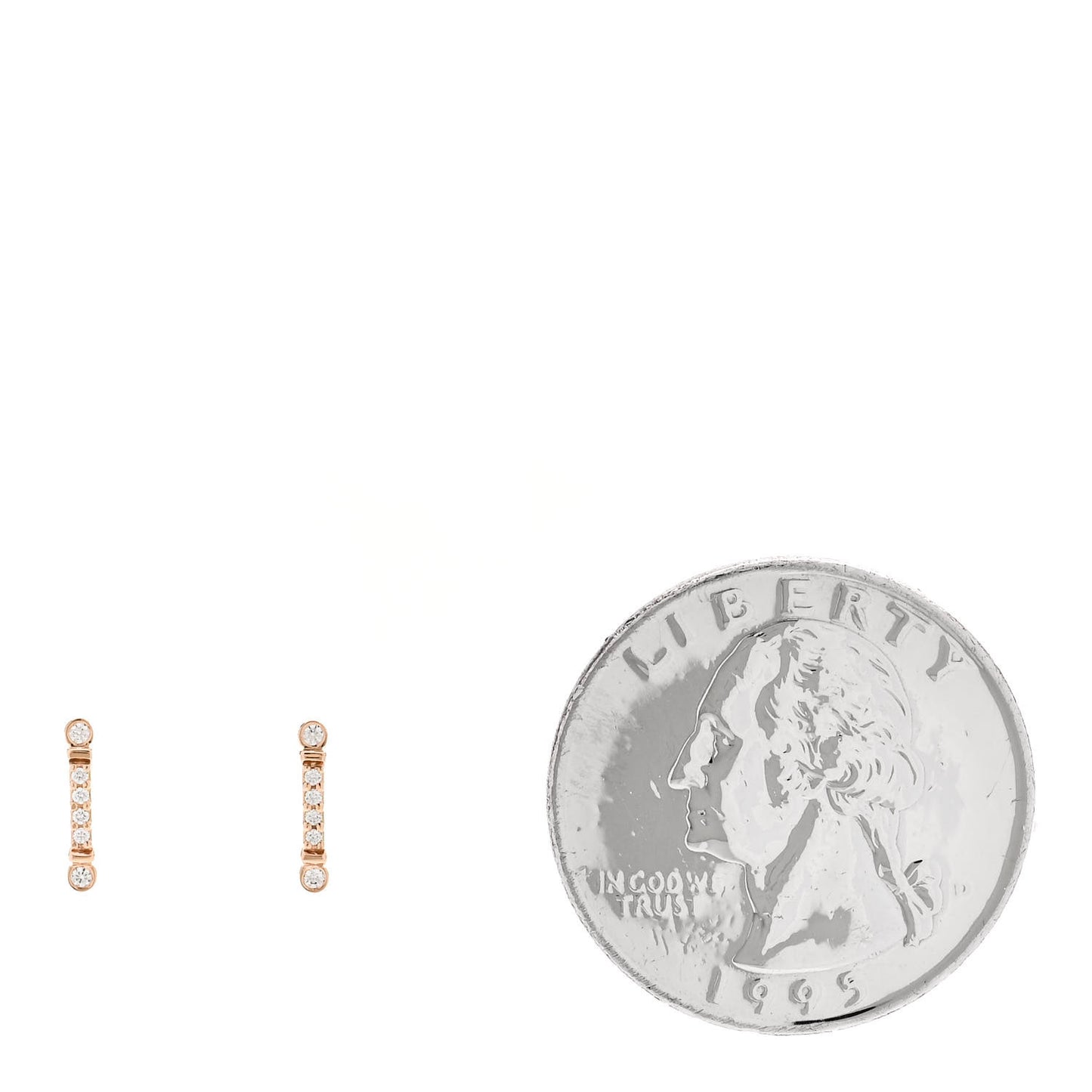 18K Rose Gold Diamond Fleur de Lis Key Bar Earrings