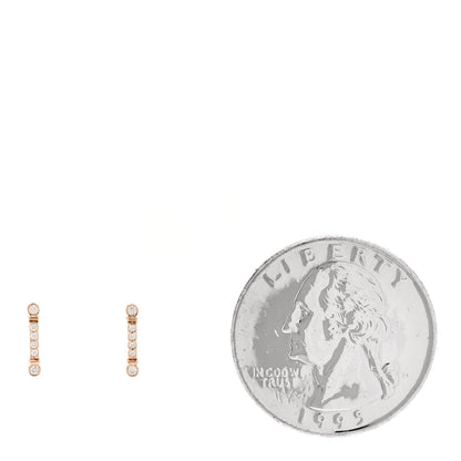 Tiffany 18K Rose Gold Diamond Fleur de Lis Key Bar Earrings 2 of 6