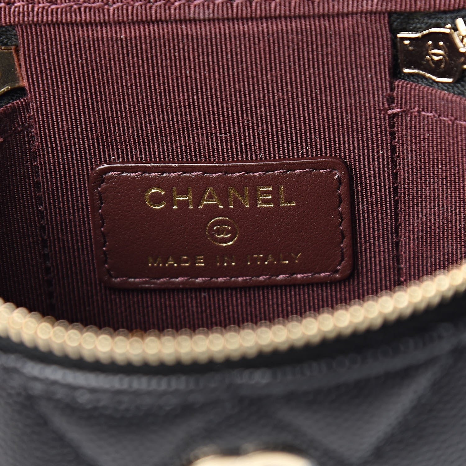 Chanel Caviar Quilted Small Vertical Coco Beauty Vanity Case With Chain Black 7 of 10