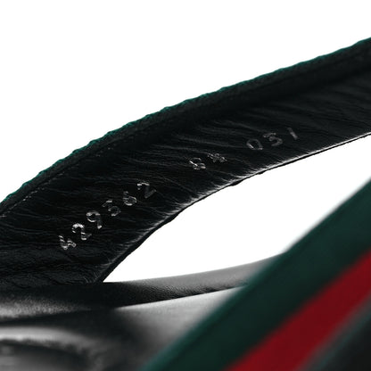 Gucci Nylon Calfskin Web Mens Cleat Sole Thong Sandals 8 Black Red Blue 7 of 8