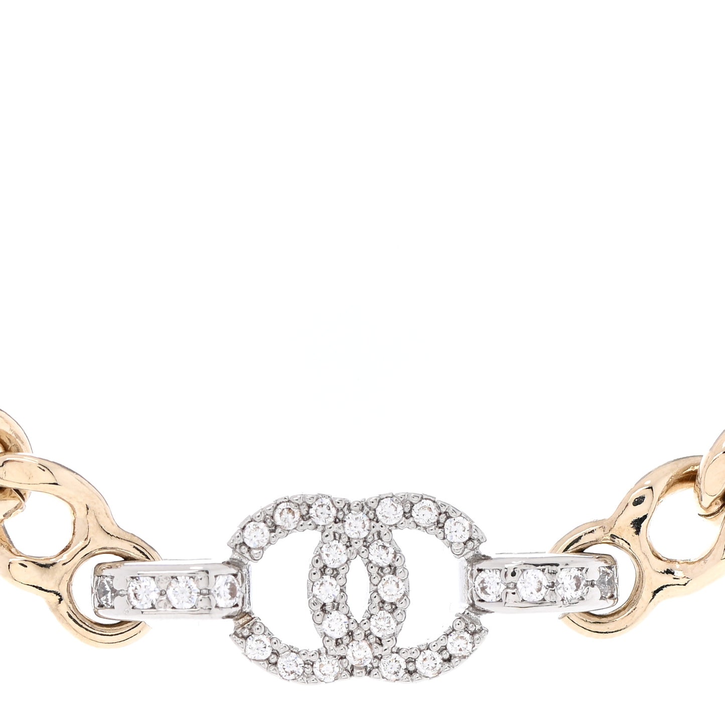 Crystal Chain CC Link Choker Gold Silver