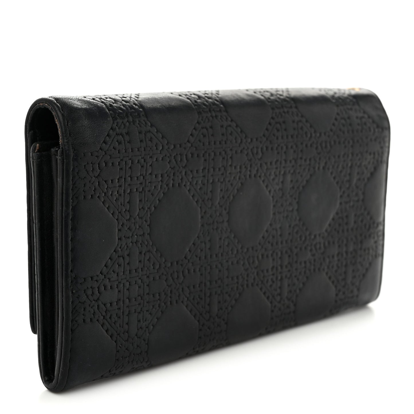 Calfskin Cannage Lady Dior Rendezvous Wallet Black