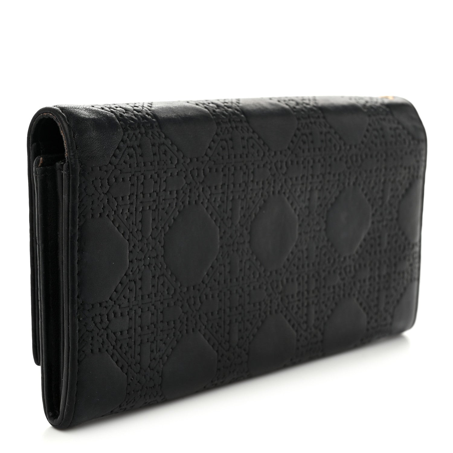 Christian Dior Calfskin Cannage Lady Dior Rendezvous Wallet Black 3 of 8
