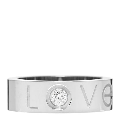 Cartier 18K White Gold Diamond 5.5mm Christmas LOVE Ring 46 3.75 1 of 4
