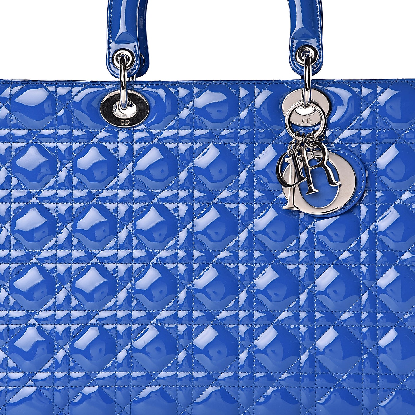 Patent Cannage Large Lady Dior Blue