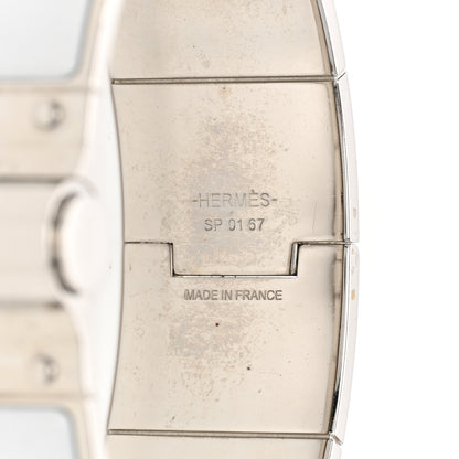 Hermes Enamel Charniere Uni Wide Hinged Bracelet L White 4 of 4