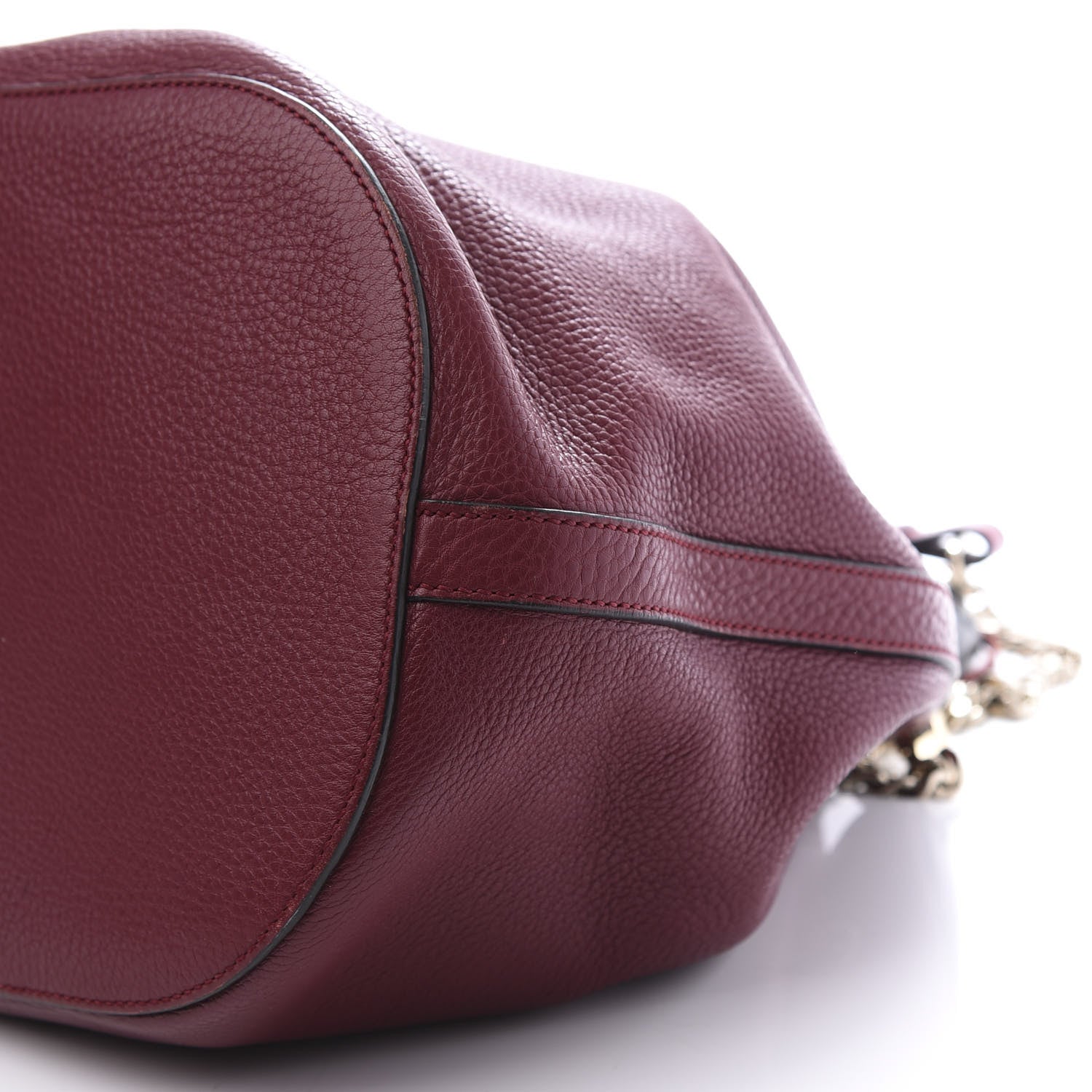 Gucci Pebbled Calfskin Miss Bamboo Bucket Bag Burgundy 9 of 11