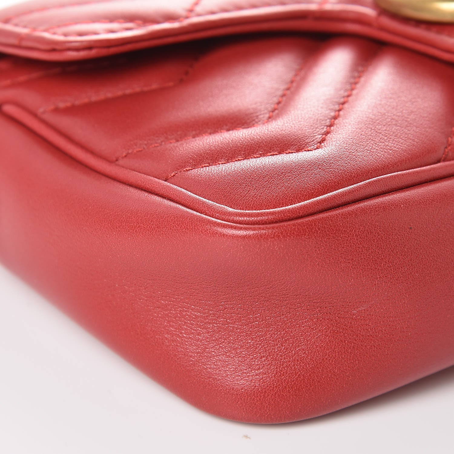 Gucci Calfskin Matelasse Super Mini GG Marmont Shoulder Bag Hibiscus Red 9 of 10