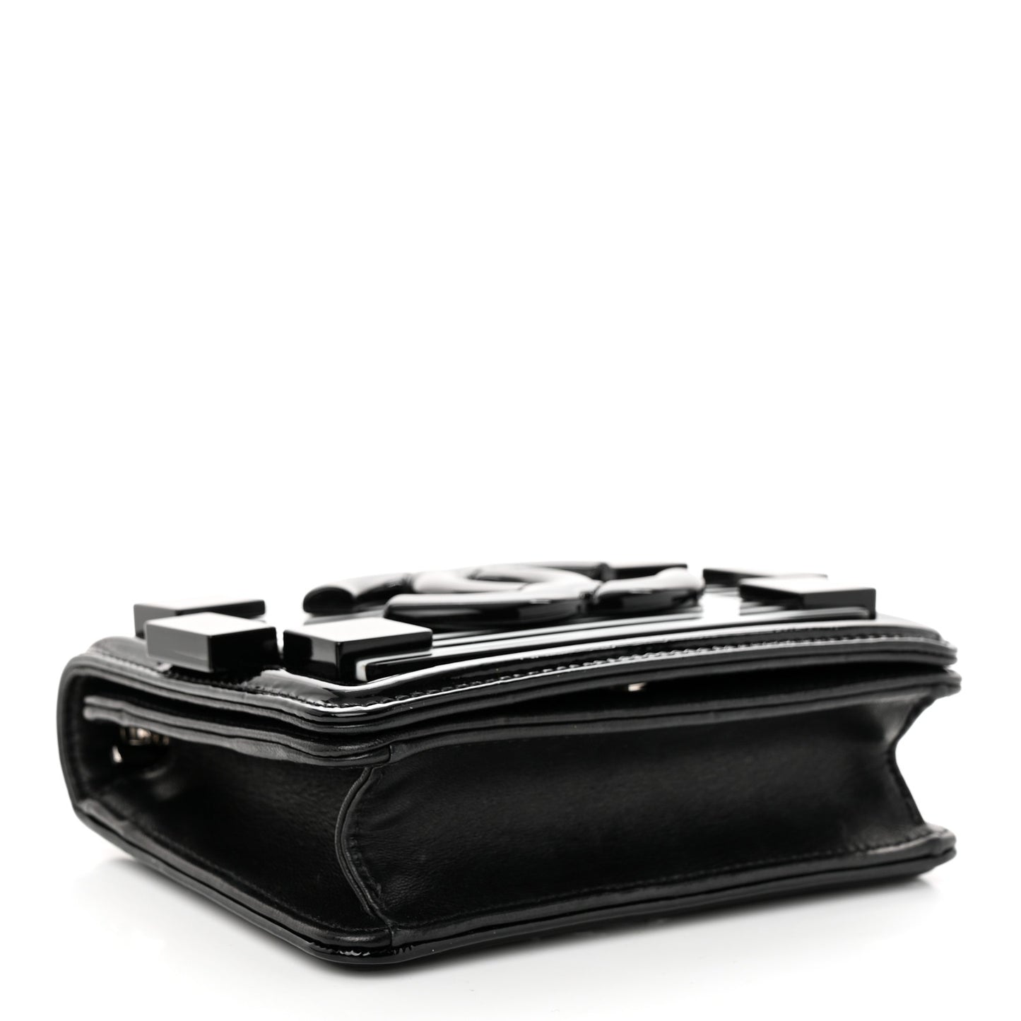 Plexiglass Patent Mini Striped Boy Brick Flap Black White