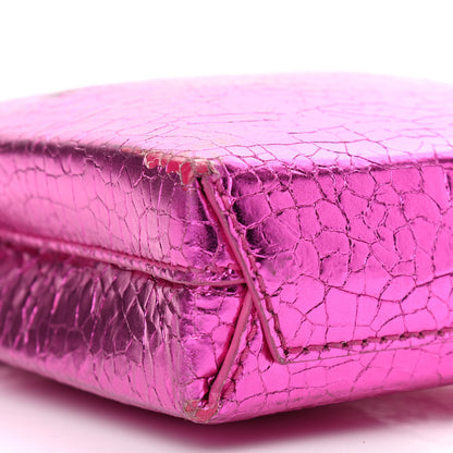 Balenciaga Metallic Calfskin Logo Shopping Phone Holder Bag Acid Fuchsia 9 of 13