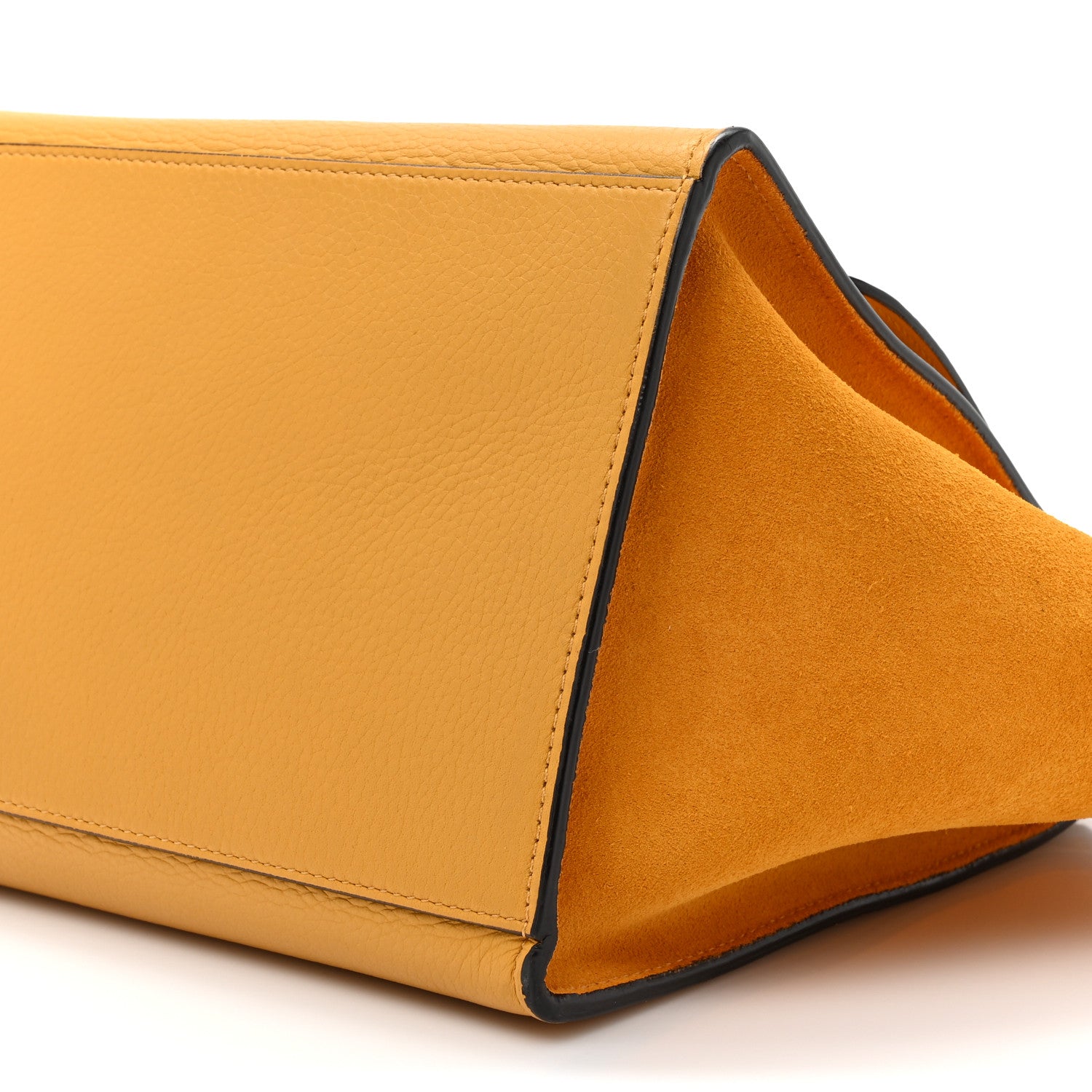 Celine Drummed Calfskin Suede Small Trapeze Ocre 8 of 18