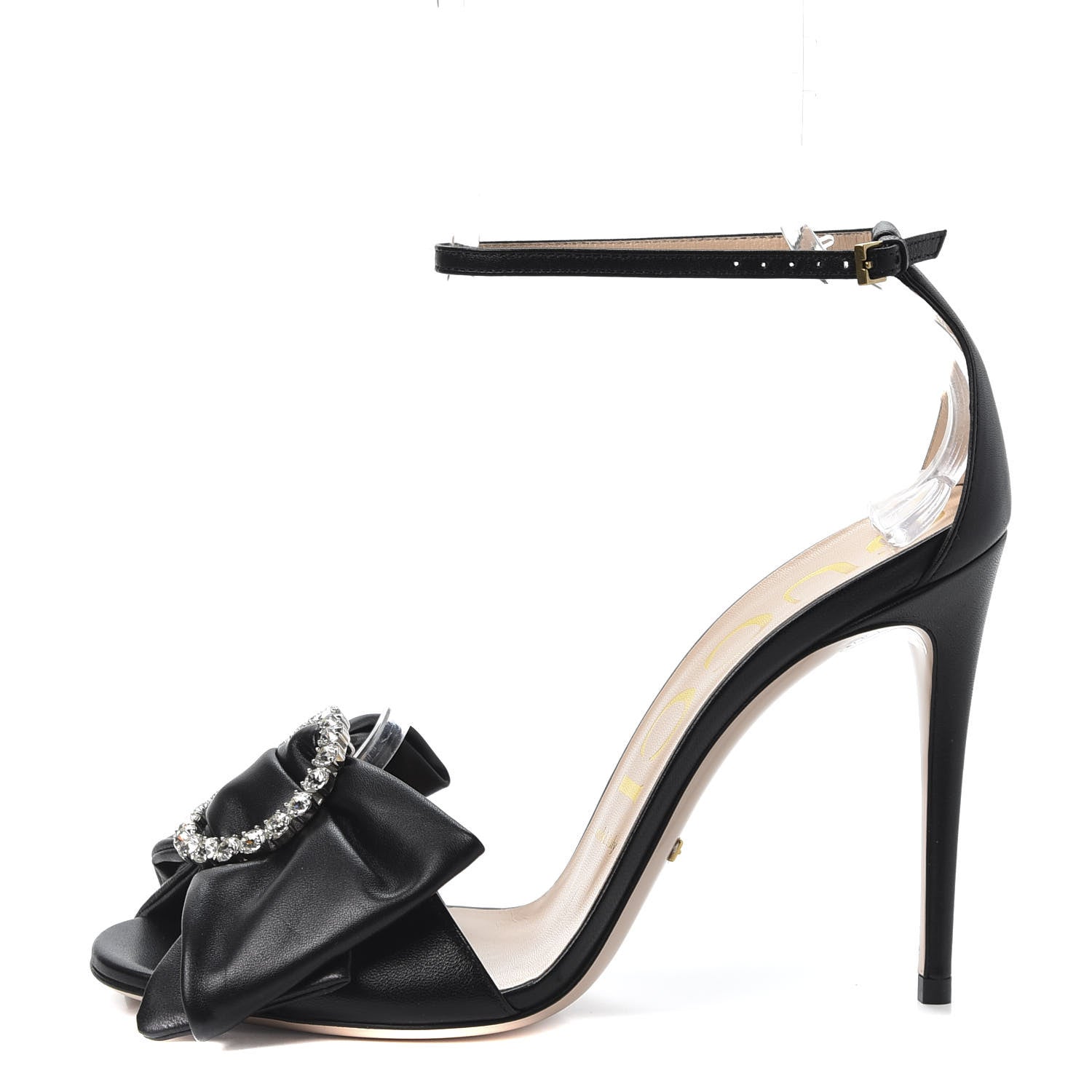 Gucci Nappa Ilse Pleated Bow Sandals 38 Black 1 of 10