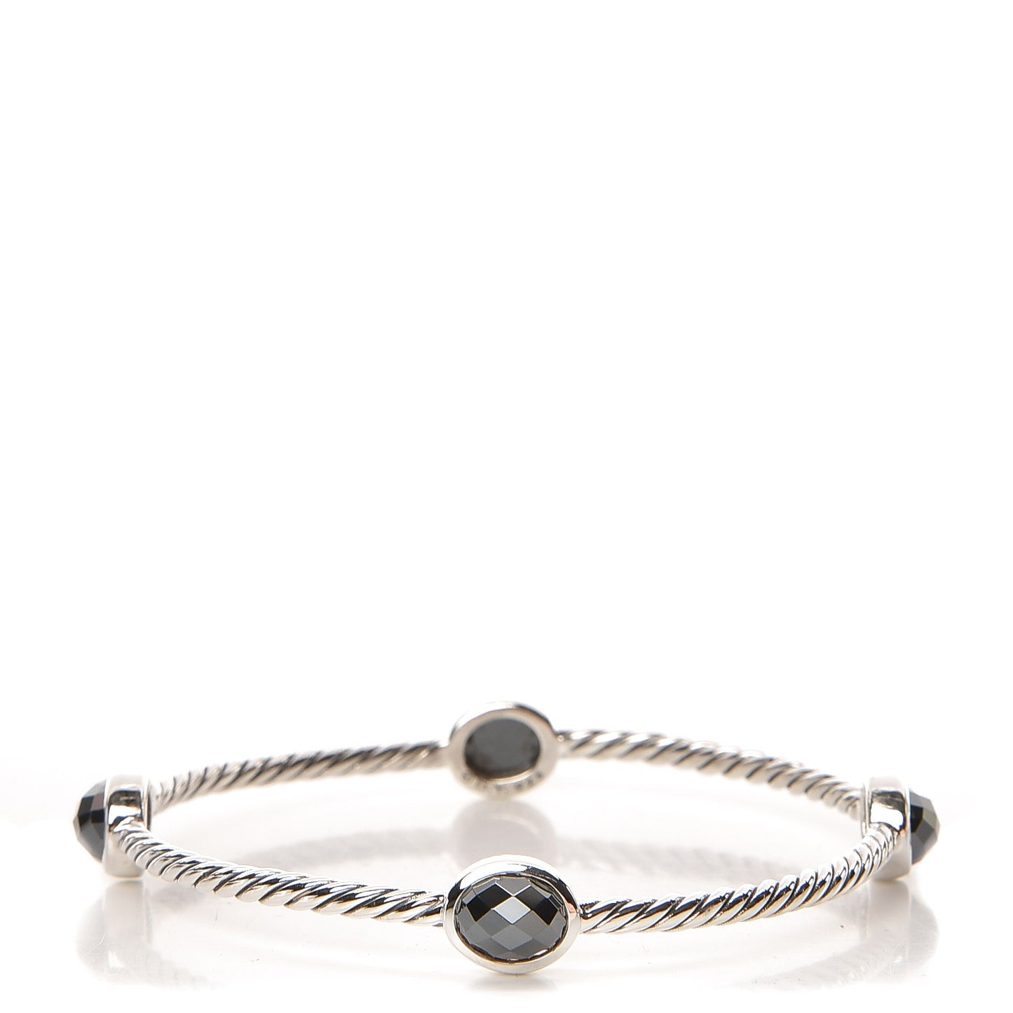 Sterling Silver Hematine 3mm Color Classics Four Station Bangle Bracelet