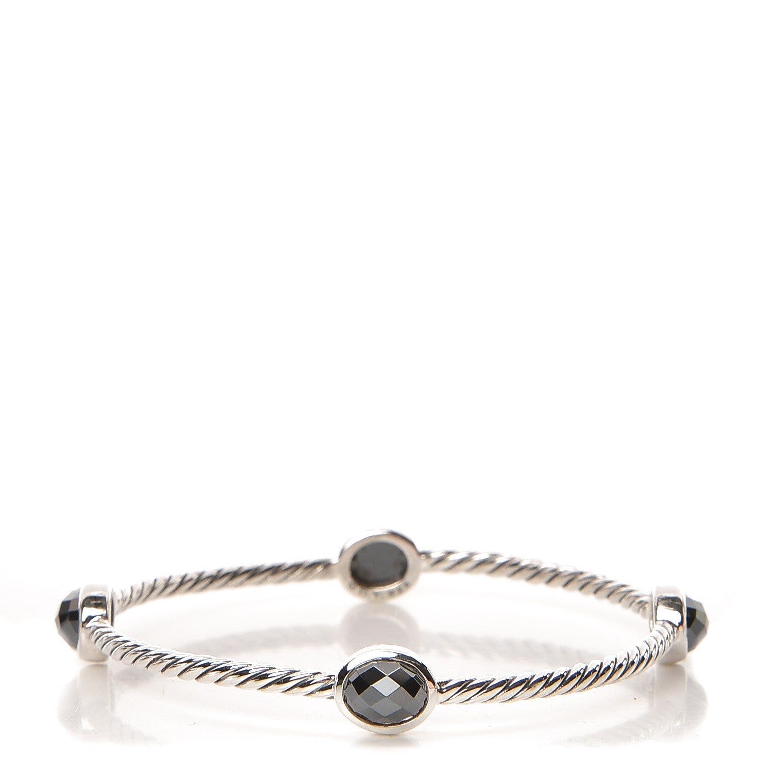 David Yurman Sterling Silver Hematine 3mm Color Classics Four Station Bangle Bracelet 1 of 3