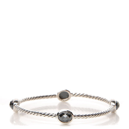 David Yurman Sterling Silver Hematine 3mm Color Classics Four Station Bangle Bracelet 1 of 3