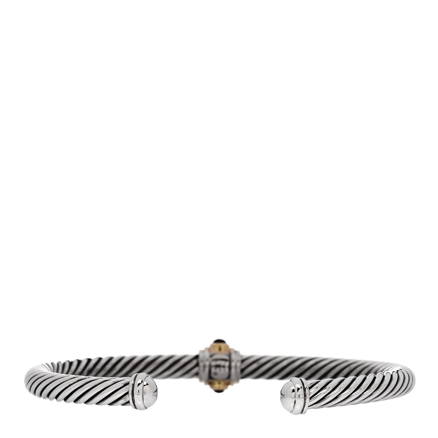 David Yurman Sterling Silver 14K Yellow Gold Rhodolite Garnet Pink Tourmaline 5mm Cable Renaissance Station Bracelet 2 of 3