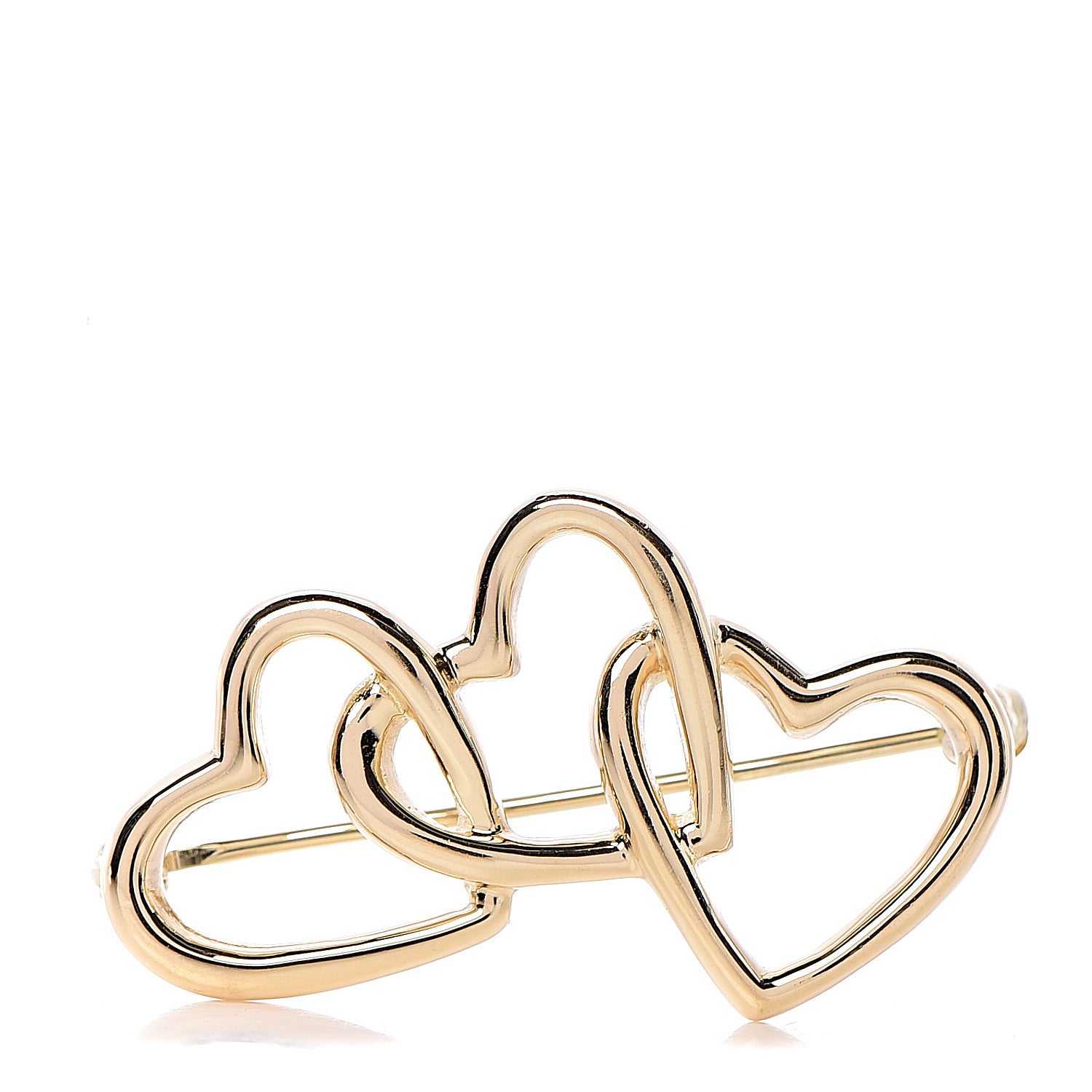 Tiffany 18K Yellow Gold Triple Heart Brooch Pin 1 of 4