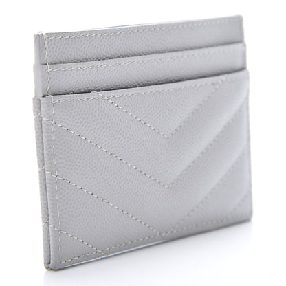 Saint Laurent Grain De Poudre Matelasse Chevron Card Case Granite 3 of 8