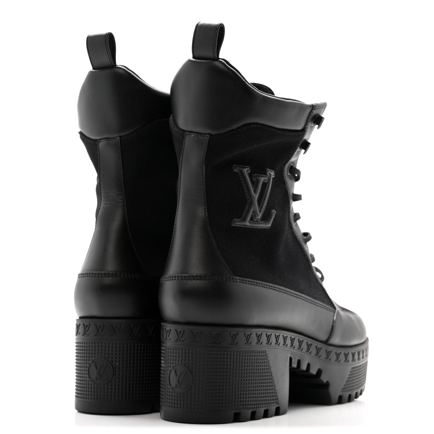 Louis Vuitton Canvas Calfskin Laureate Platform Desert Boots 40 Black 5 of 12