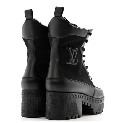 Louis Vuitton Canvas Calfskin Laureate Platform Desert Boots 40 Black 5 of 12