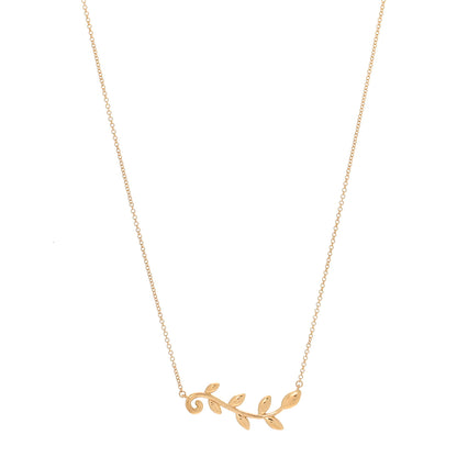 Tiffany 18K Yellow Gold Paloma Picasso Olive Leaf Vine Pendant Necklace 1 of 5