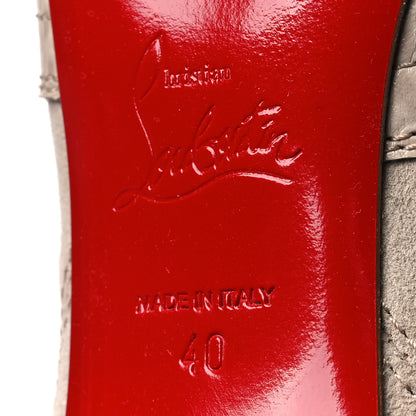 Christian Louboutin Calfskin Alligator Embossed Veau Velours Santia Botta 85 Tall Boots 40 Pearl 8 of 10