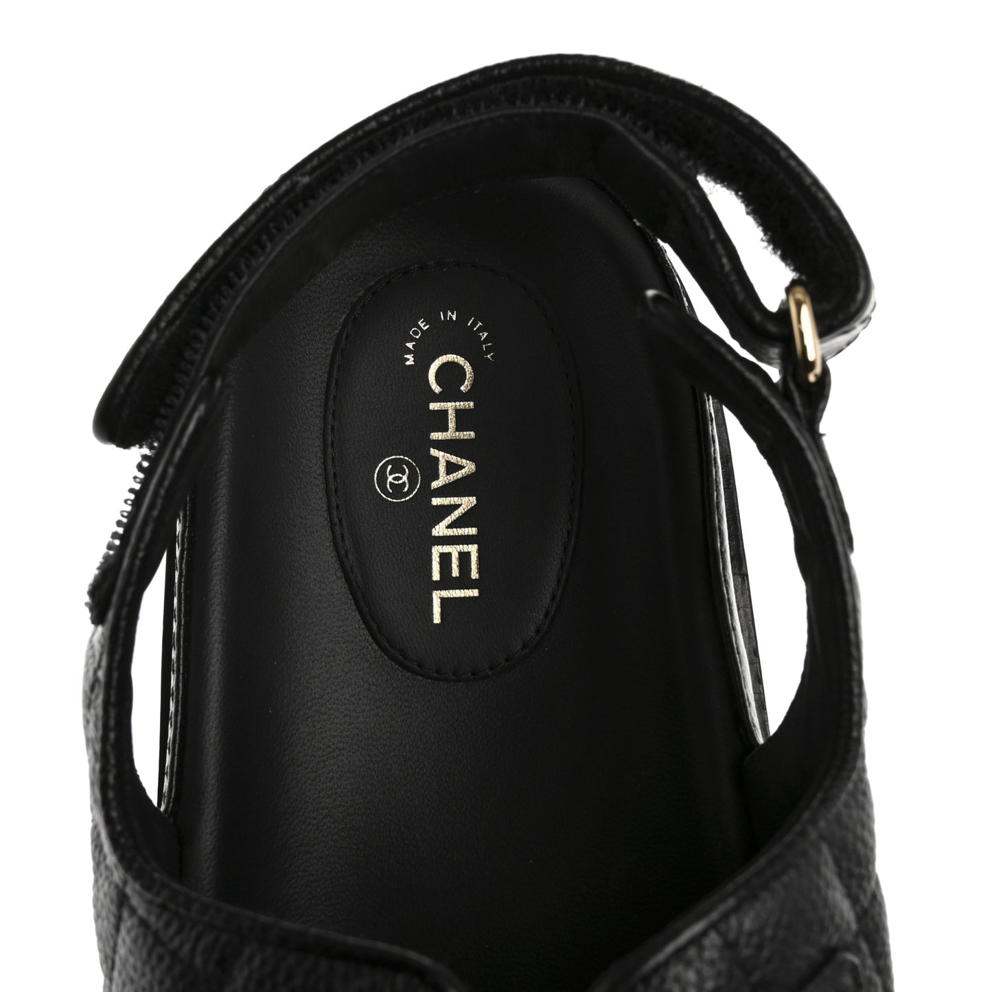 Grained Calfskin Velcro Dad Sandals 42 Black