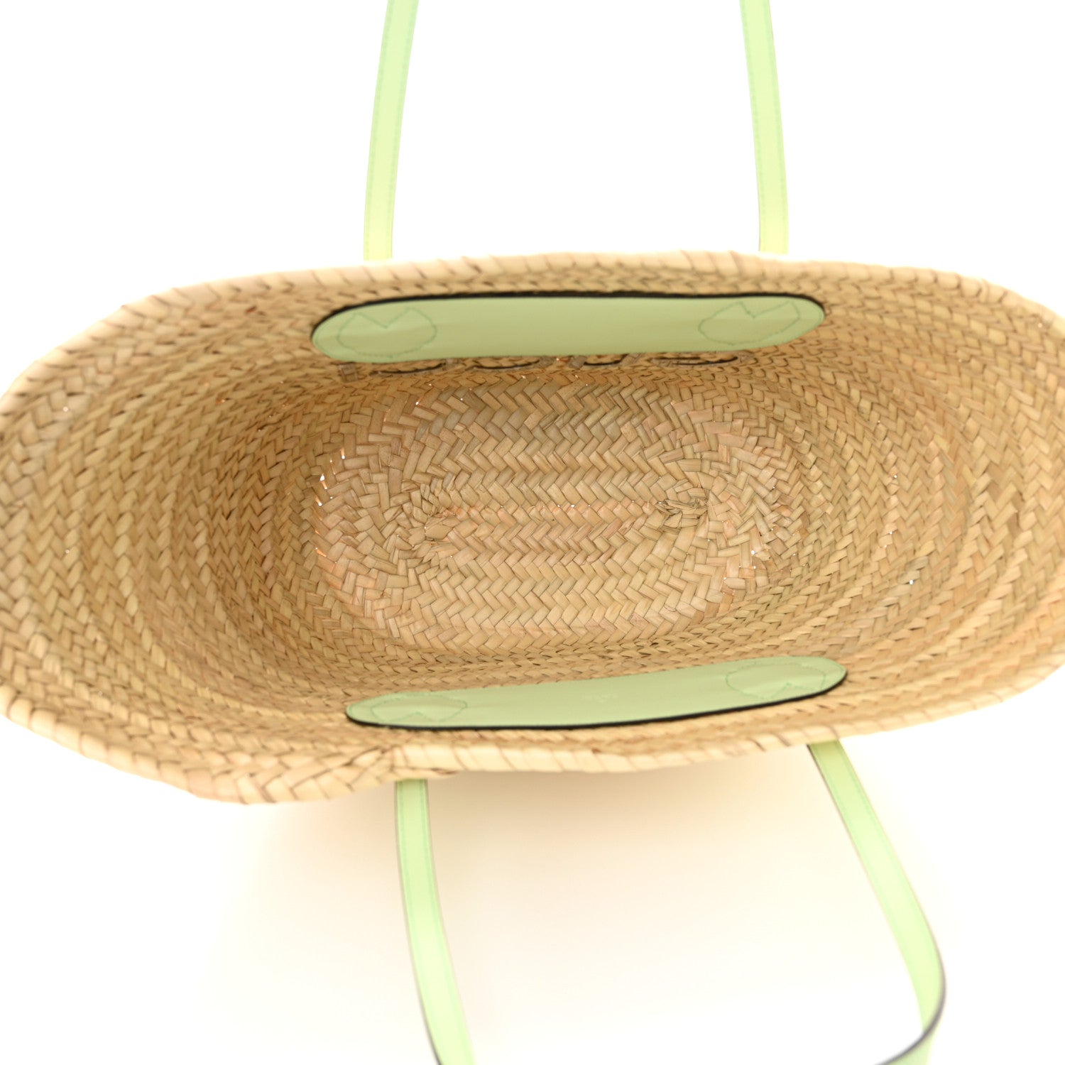 Gucci Straw Calfskin Plexiglass Small Logo Tote Pale Green 5 of 12