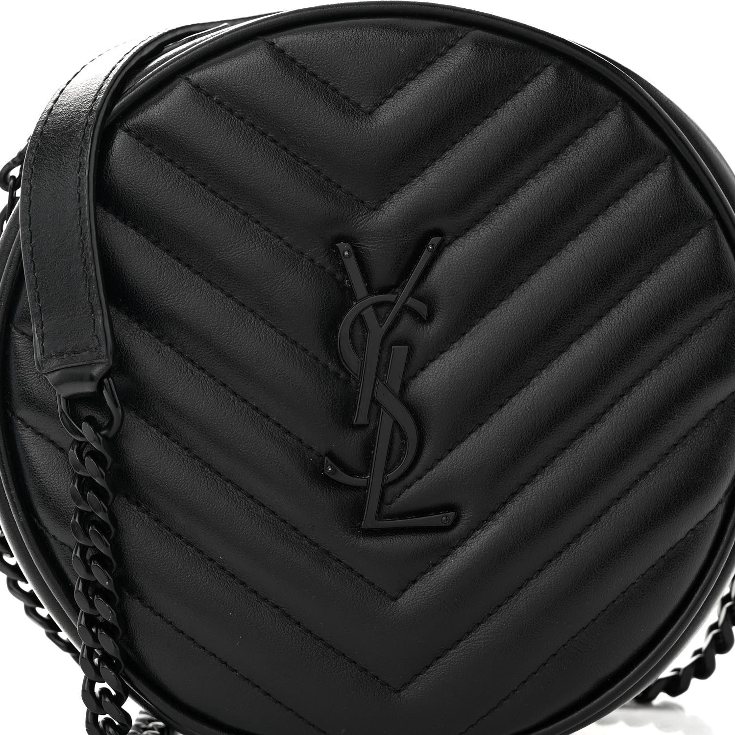 Saint Laurent Calfskin Matelasse Chevron Round Vinyle Camera Bag Black 7 of 9